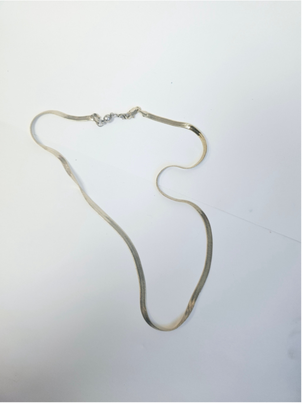 Gold Tone Herringbone Snake Chain Necklace with Magnetic Clasp